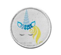 Ecusson Thermocollant Vetement Rond 7cm - Je Suis Une Licorne Laissez-Moi Dormir S'il Vous Plaît Dessin Corne Oreilles Yeux Crinière Animaux Fantastiques - Patch a Repasser pour Reparation ou