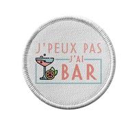 Ecusson Thermocollant Vetement Rond 7cm - J'Peux Pas J'ai Bar Alcool Picole Humour Apéro - Patch a Repasser pour Reparation ou Customisation T-shirt Sac Jeans Imprime en France