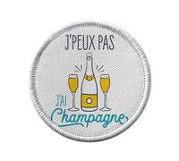 Ecusson Thermocollant Vetement Rond 7cm - J'Peux Pas J'ai Champagne Vin Alcool Apéro Fete - Patch a Repasser pour Reparation ou Customisation T-shirt Sac Jeans Imprime en France