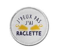 Ecusson Thermocollant Vetement Rond 7cm - J'Peux Pas J'ai Raclette Fromage Montagne Ski Savoie - Patch a Repasser pour Reparation ou Customisation T-shirt Sac Jeans Imprime en France