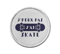 Ecusson Thermocollant Vetement Rond 7cm - J'Peux Pas J'ai Skate Skateboard Half Pipe - Patch a Repasser pour Reparation ou Customisation T-shirt Sac Jeans Imprime en France