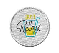 Ecusson Thermocollant Vetement Rond 7cm - Just Relax Limonade Eté Vacances Soleil Voyage - Patch a Repasser pour Reparation ou Customisation T-shirt Sac Jeans Imprime en France