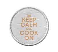 Ecusson Thermocollant Vetement Rond 7cm - Keep Calm and Cook On Cuisine Chef Angleterre - Patch a Repasser pour Reparation ou Customisation T-shirt Sac Jeans Imprime en France