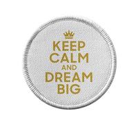 Ecusson Thermocollant Vetement Rond 7cm - Keep Calm and Dream Big Reve Angleterre - Patch a Repasser pour Reparation ou Customisation T-shirt Sac Jeans Imprime en France