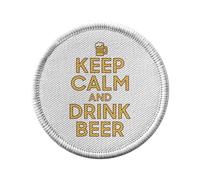 Ecusson Thermocollant Vetement Rond 7cm - Keep Calm and Drink Beer Parodie Angleterre Apéro - Patch a Repasser pour Reparation ou Customisation T-shirt Sac Jeans Imprime en France