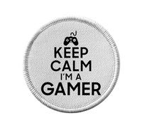 Ecusson Thermocollant Vetement Rond 7cm - Keep Calm I'm a Gamer Parodie Métier Job Jeux Vidéo - Patch a Repasser pour Reparation ou Customisation T-shirt Sac Jeans Imprime en France