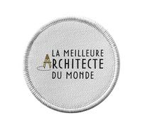 Ecusson Thermocollant Vetement Rond 7cm - La Meilleure Architecte du Monde Métier Job Architecture Art Monument - Patch a Repasser pour Reparation ou Customisation T-shirt Sac Jeans Imprime en France