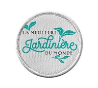 Ecusson Thermocollant Vetement Rond 7cm - La Meilleure Jardiniere du Monde Jardin Plante Potager - Patch a Repasser pour Reparation ou Customisation T-shirt Sac Jeans Imprime en France