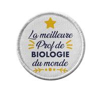 Ecusson Thermocollant Vetement Rond 7cm - La Meilleure Prof de Biologie du Monde Collège Lycée Professeur Ecole Education - Patch a Repasser pour Reparation ou Customisation T-shirt Sac Jeans Imprime