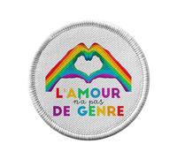 Ecusson Thermocollant Vetement Rond 7cm - L'amour n'a pas de Genre LGBTQ+ Gay Lesbien - Patch a Repasser pour Reparation ou Customisation T-shirt Sac Jeans Imprime en France
