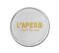 Ecusson Thermocollant Vetement Rond 7cm - L'Apéro c'est la Vie Soirée Apéro Fête Bière - Patch a Repasser pour Reparation ou Customisation T-shirt Sac Jeans Imprime en France