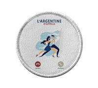 Ecusson Thermocollant Vetement Rond 7cm - L'Argentine M'Appelle Voyage Passion Tango Dance - Patch a Repasser pour Reparation ou Customisation T-shirt Sac Jeans Imprime en France