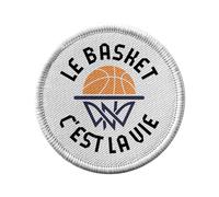 Ecusson Thermocollant Vetement Rond 7cm - Le Basket c'est la Vie Sport Basketball Ballon - Patch a Repasser pour Reparation ou Customisation T-shirt Sac Jeans Imprime en France