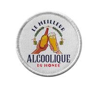 Ecusson Thermocollant Vetement Rond 7cm - Le Meilleur Alcoolique du Monde Biere Vin Soirées Apéro Fete Alcool - Patch a Repasser pour Reparation ou Customisation T-shirt Sac Jeans Imprime en France
