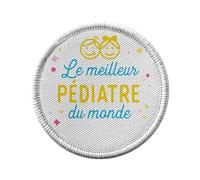 Ecusson Thermocollant Vetement Rond 7cm - Le Meilleur Pédiatre du Monde - Patch a Repasser pour Reparation ou Customisation T-shirt Sac Jeans Imprime en France