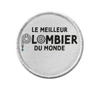 Ecusson Thermocollant Vetement Rond 7cm - Le Meilleur Plombier du Monde Chauffage Plomberie Construction Ouvrier - Patch a Repasser pour Reparation ou Customisation T-shirt Sac Jeans Imprime en France