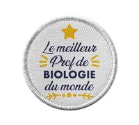 Ecusson Thermocollant Vetement Rond 7cm - Le Meilleur Prof de Biologie du Monde Collège Lycée Professeur Ecole Education - Patch a Repasser pour Reparation ou Customisation T-shirt Sac Jeans Imprime