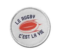 Ecusson Thermocollant Vetement Rond 7cm - Le Rugby c'est la vie Sport XV Ballon Stade France - Patch a Repasser pour Reparation ou Customisation T-shirt Sac Jeans Imprime en France