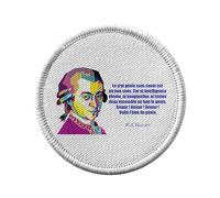 Ecusson Thermocollant Vetement Rond 7cm - Le Vrai Génie Sans Coeur Est Un Non-sens Mozart Citation Musique Créativité - Patch a Repasser pour Reparation ou Customisation T-shirt Sac Jeans Imprime en