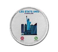 Ecusson Thermocollant Vetement Rond 7cm - Les Etats-Unis M'Appellent Architecture New York - Patch a Repasser pour Reparation ou Customisation T-shirt Sac Jeans Imprime en France