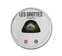 Ecusson Thermocollant Vetement Rond 7cm - Les Grottes M'Appellent Outdoor Aventure - Patch a Repasser pour Reparation ou Customisation T-shirt Sac Jeans Imprime en France