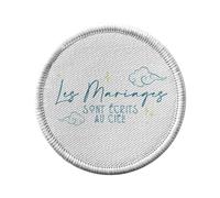 Ecusson Thermocollant Vetement Rond 7cm - Les Mariages sont écrits au Ciel Amour Astrologie Bohémien - Patch a Repasser pour Reparation ou Customisation T-shirt Sac Jeans Imprime en France