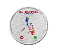 Ecusson Thermocollant Vetement Rond 7cm - Les Philippines M'Appellent Géographie Tourisme - Patch a Repasser pour Reparation ou Customisation T-shirt Sac Jeans Imprime en France