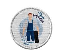 Ecusson Thermocollant Vetement Rond 7cm - Les Vrais Héros - Mécanicien Garagiste Métier Manuel Patch a Repasser pour Reparation ou Customisation T-shirt Sac Jeans Imprime en France