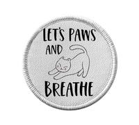 Ecusson Thermocollant Vetement Rond 7cm - Let's Paws and Breathe Cat Pets - Patch a Repasser pour Reparation ou Customisation T-shirt Sac Jeans Imprime en France