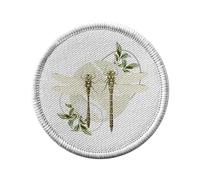 Ecusson Thermocollant Vetement Rond 7cm - Libellules Amoureuses Minimaliste Biologie Illustration Ancienne - Patch a Repasser pour Reparation ou Customisation T-shirt Sac Jeans Imprime en France