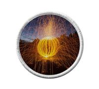 Ecusson Thermocollant Vetement Rond 7cm - Light Painting Boule de Feu Lumiere Abstrait Nature - Patch a Repasser pour Reparation ou Customisation T-shirt Sac Jeans Imprime en France