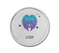 Ecusson Thermocollant Vetement Rond 7cm - Lion Signe Astrologie Prevision Stellaire Céleste Solaire Sideral Etoile - Patch a Repasser pour Reparation ou Customisation T-shirt Sac Jeans Imprime en