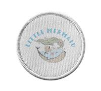Ecusson Thermocollant Vetement Rond 7cm - Little Mermaid Whale Cute Original Design - Patch a Repasser pour Reparation ou Customisation T-shirt Sac Jeans Imprime en France