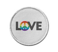 Ecusson Thermocollant Vetement Rond 7cm - Love Peace LGBTQ+ Gay Lesbien Hippie - Patch a Repasser pour Reparation ou Customisation T-shirt Sac Jeans Imprime en France