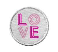 Ecusson Thermocollant Vetement Rond 7cm - LOVE Style Néon Retro Vintage 80's Amour Saint Valentin - Patch a Repasser pour Reparation ou Customisation T-shirt Sac Jeans Imprime en France