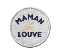 Ecusson Thermocollant Vetement Rond 7cm - Maman Louve Famille Mignon Animal - Patch a Repasser pour Reparation ou Customisation T-shirt Sac Jeans Imprime en France