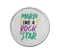 Ecusson Thermocollant Vetement Rond 7cm - Mardi Gras like a Rock Star Carnival New Orleans - Patch a Repasser pour Reparation ou Customisation T-shirt Sac Jeans Imprime en France