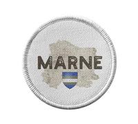 Ecusson Thermocollant Vetement Rond 7cm - Marne Departement 51 Chalons en Champagne Carte Ancienne - Patch a Repasser pour Reparation ou Customisation T-shirt Sac Jeans Imprime en France