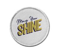 Ecusson Thermocollant Vetement Rond 7cm - May You Shine Typographie Message Self Love Amour Bien Etre Positive Vibes - Patch a Repasser pour Reparation ou Customisation T-shirt Sac Jeans Imprime en