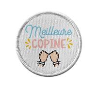 Ecusson Thermocollant Vetement Rond 7cm - Meilleure Copine Fille Amitié Copain - Patch a Repasser pour Reparation ou Customisation T-shirt Sac Jeans Imprime en France