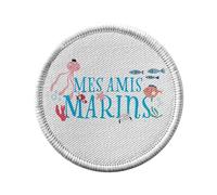 Ecusson Thermocollant Vetement Rond 7cm - Mes Amis Marins Animaux Aquatique Dessin Illustration - Patch a Repasser pour Reparation ou Customisation T-shirt Sac Jeans Imprime en France