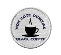 Ecusson Thermocollant Vetement Rond 7cm - Mon Côté Obscur Café Noir Expresso - Patch a Repasser pour Reparation ou Customisation T-shirt Sac Jeans Imprime en France