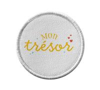 Ecusson Thermocollant Vetement Rond 7cm - Mon Trésor Bébé Mignon Parent - Patch a Repasser pour Reparation ou Customisation T-shirt Sac Jeans Imprime en France
