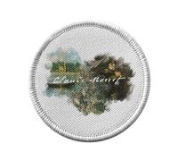 Ecusson Thermocollant Vetement Rond 7cm - Monet Signature Peinture Célèbre Peintre Artiste Impressionisme Paysage Nature Romantisme - Patch a Repasser pour Reparation ou Customisation T-shirt Sac