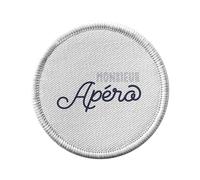 Ecusson Thermocollant Vetement Rond 7cm - Monsieur Apéro Alcool Apéritif Soirée - Patch a Repasser pour Reparation ou Customisation T-shirt Sac Jeans Imprime en France