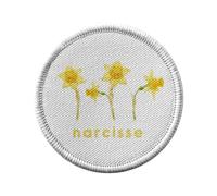 Ecusson Thermocollant Vetement Rond 7cm - Narcisse Fleurs Illustration Chic Jardin Amour - Patch a Repasser pour Reparation ou Customisation T-shirt Sac Jeans Imprime en France