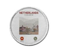 Ecusson Thermocollant Vetement Rond 7cm - Netherlands Is Calling Me Amsterdam Architecture Travel - Patch a Repasser pour Reparation ou Customisation T-shirt Sac Jeans Imprime en France