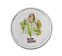 Ecusson Thermocollant Vetement Rond 7cm - No One Will Leave Botanique Tulipe Collage Nature Fleurs Vintage Illustration - Patch a Repasser pour Reparation ou Customisation T-shirt Sac Jeans Imprime