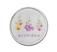 Ecusson Thermocollant Vetement Rond 7cm - Orchidée Fleurs Minimaliste Aquarelle Chic Jardin Amour - Patch a Repasser pour Reparation ou Customisation T-shirt Sac Jeans Imprime en France