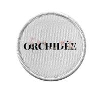 Ecusson Thermocollant Vetement Rond 7cm - Orchidée Fleurs Minimaliste Chic Jardin Amour - Patch a Repasser pour Reparation ou Customisation T-shirt Sac Jeans Imprime en France